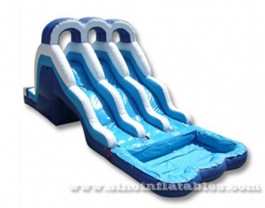 kids triple lane inflatable water slide with poo