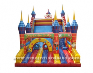 giant colorful crazy castle inflatable clown slide