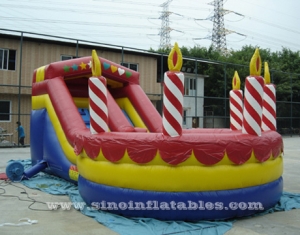 Birthday party cake inflatable slide