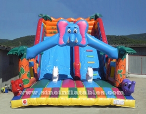 big elephant inflatable jungle slide
