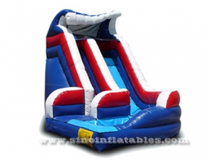 sharp curve inflatable water slide with pool
