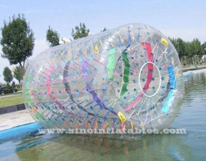 long clear inflatable zorb roller with colorful ribbons