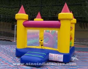 Colorful backyard kids inflatable jumping castle with pillar N ring inside