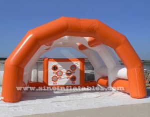 orange inflatable football goal tent