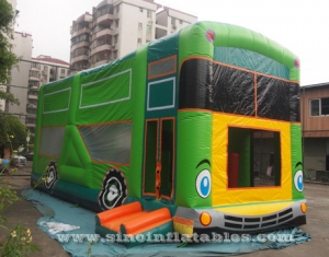 Commercial grade giant bus inflatable bouncer with slide N pillars inside