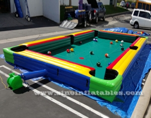 giant human inflatable snooker pool table