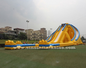 3 lanes hippo giant inflatable water slide for adults