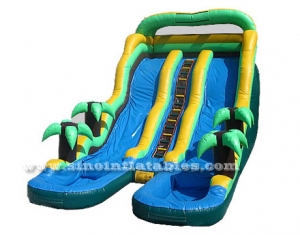 kids tropical palm trees inflatable water slide with pool