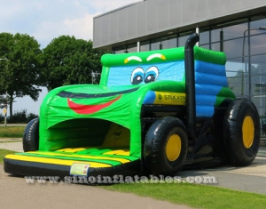 tractor car inflatable bouncer with small slide inside