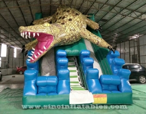 giant inflatable crocodile slide