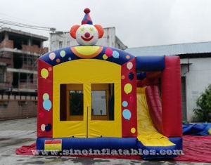 kids clown inflatable bouncy castle with slide