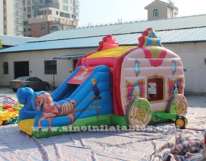 kids princess carriage inflatable bouncy castle with slide