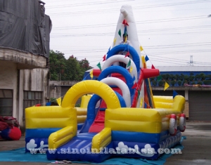 big ship kids inflatable playground with slide