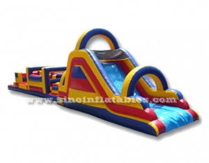 long adult inflatable obstacle course with slide