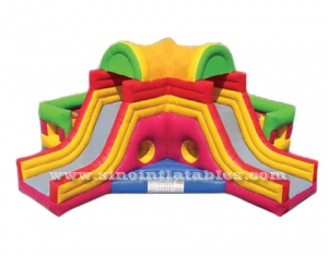 Mega bounce inflatable obstacle with slides