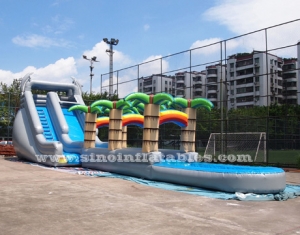 long kids tropical inflatable water slide