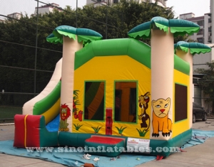 tropical jungle inflatable combo castle with slide
