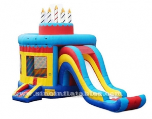birthday cake kids bouncy castle with slide