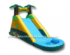 tropical palm tree kids inflatable water slide with pool