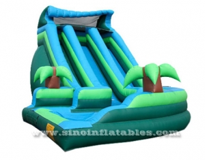 kids giant inflatable curve water slide with pool