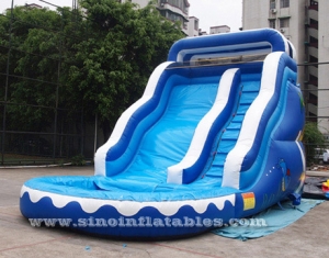 wavy commercial kids inflatable water slide with pool
