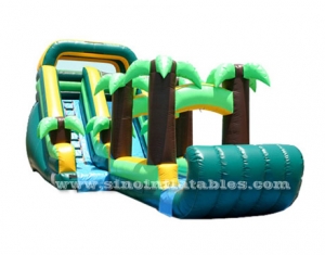  tropical forest kids blow up inflatable water slide with pool