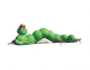 green caterpillar inflatable obstacle tunnel