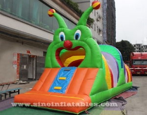 colorful worm kids inflatable tunnel with slide
