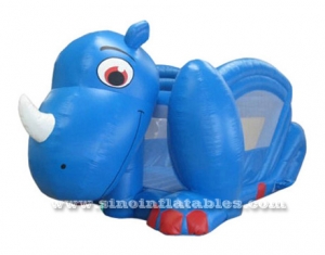 jungle kids blue dino inflatable slide