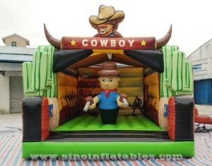 western cowboy kids inflatable bouncy castle with slide