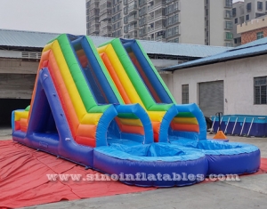 ouble channel kids inflatable water slide with pool