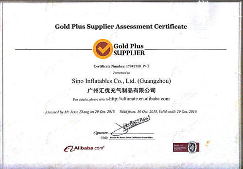 Sino Inflatables has passed BV inspection and gotten the reatled certificate