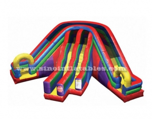 rainbow triple lane inflatable slide