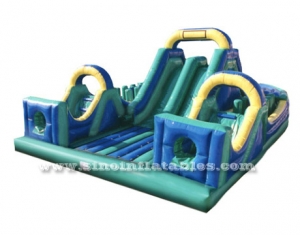 kids giant inflatable obstacle course with 2 big slides