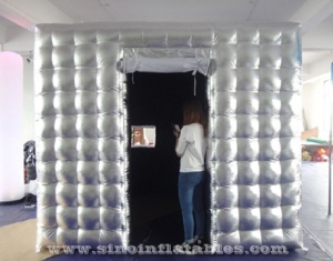 silver cube tube LED inflatable photo booth