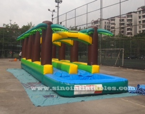 tropical forest palm tree inflatable slip and slide with pool