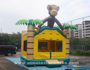 jungle monkey bounce house with obstacles