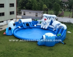 giant inflatable water park on land