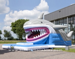 giant inflatable shark slide with mobile mouth