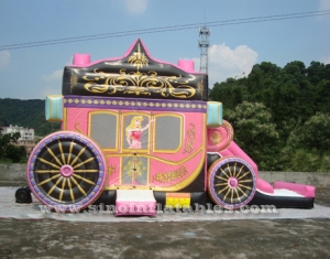 inflatable princess carriage bounce house with slide