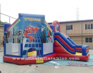 kids spiderman inflatable jumping castle with slide