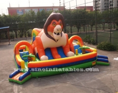 big jungle lion kids inflatable fun park with slide