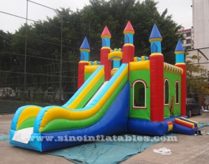 big rainbow kids inflatable combo slide