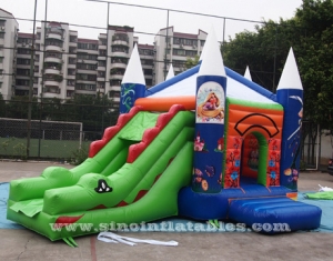 kids crocodile inflatable bouncy castle with slide