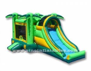 tropical palm tree kids inflatable combo with slide