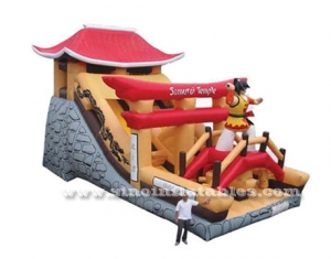 giant samurai temple inflatable castle slide