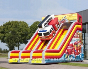 kids inflatable fire truck slide