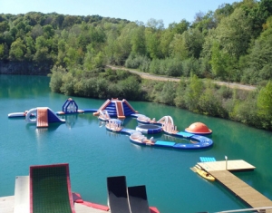 giant inflatable water obstacle course