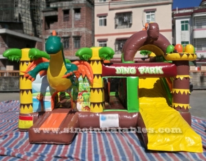 kids dino park inflatable bouncy castle with slide