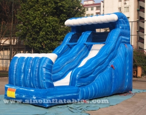 flow mark blue wave inflatable water slide with pool